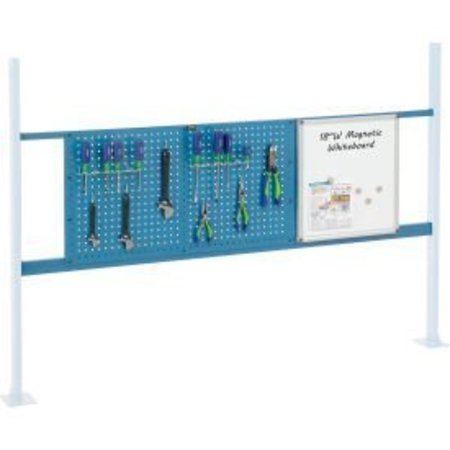 GLOBAL EQUIPMENT 36" Pegboard   18" Whiteboard Panel Kit, 72"W, Blue 319170BL